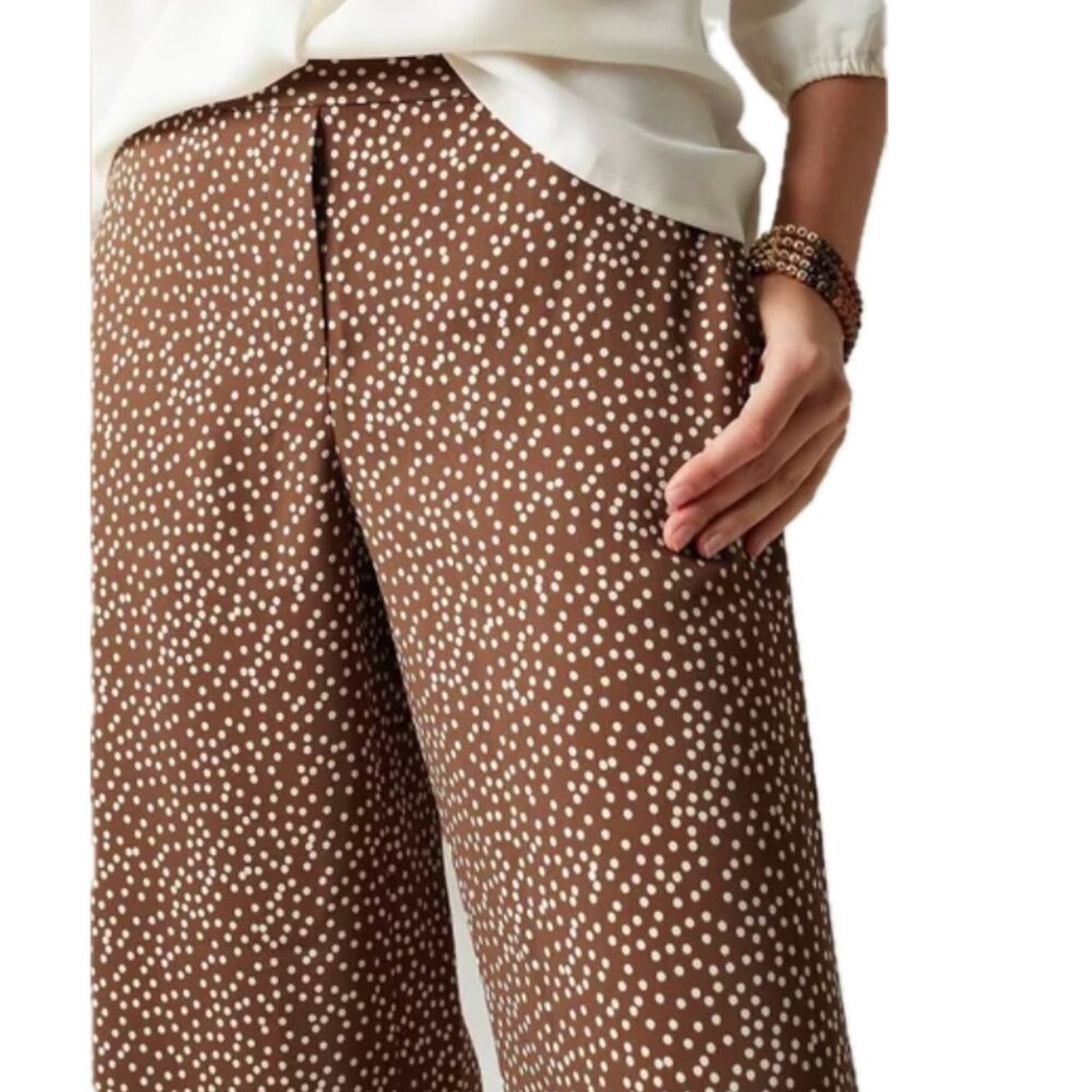 NWT J. Jill | Brown Polka Dot Wearever Easy-Care Woven Wide-Leg Crops | Size XS - Picture 2 of 13